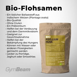 GymBeam Bio Flohsamen (300g) - Löslicher Ballaststoff aus Plantago Ovata, glutenfrei, Präbiotikum für Verdauung & Darmmikrobiom, geeignet zur Gewichtsabnahme, ideal in Joghurt & Smoothies