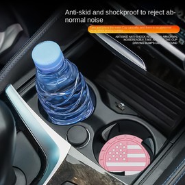 Car Cup Holder Coaster，4PCS Universal Non-Slip US Flag Cup Holders ，Car Drink Coaster ，Car Interior Accessories Color Pink