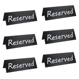 6 Pack Acrylic Reserved Table Signs for Wedding Party Restaurant - Double Sided Reserved Tent Sign for Tables Chairs - Wedding Accessories Guest Reservation Sign - 5.9 x 2 Inches -Black