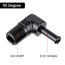 EVIL ENERGY 1/8" NPT Male to 5/16" Barb Fitting Adapter 90 Degree Aluminum Black