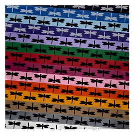 Dragonfly Solid Satin Ribbon for Bows Gift Wrapping DIY Craft Projects - 3 Yards - Light Blue Ribbon/Black Printing - 1 Inch Width