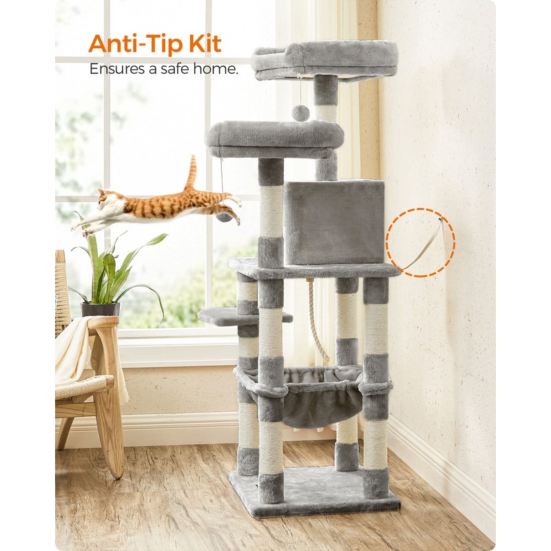 FEANDREA Cat Tree, Cat Tower for Indoor Cats, 56.3-Inch Cat