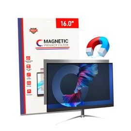 TECHNOLOGYVS 16 Inch Magnetic Privacy Screen Filter for Computer Monitor 16:9 Aspect Ratio, Anti Blue Light Glare Removable 16 in Magnetic Privacy Screen Protective Film
