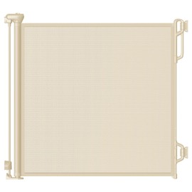 SPACEANY Retractable Safety Baby Gate or Mesh Dog Gate,Durable Portable Mesh Retractable Gate,Easy to Use for Stairs, Doorways, Hallways, Indoor, Outdoor, 33.5" Tall, Up to 55" Wide, Cream
