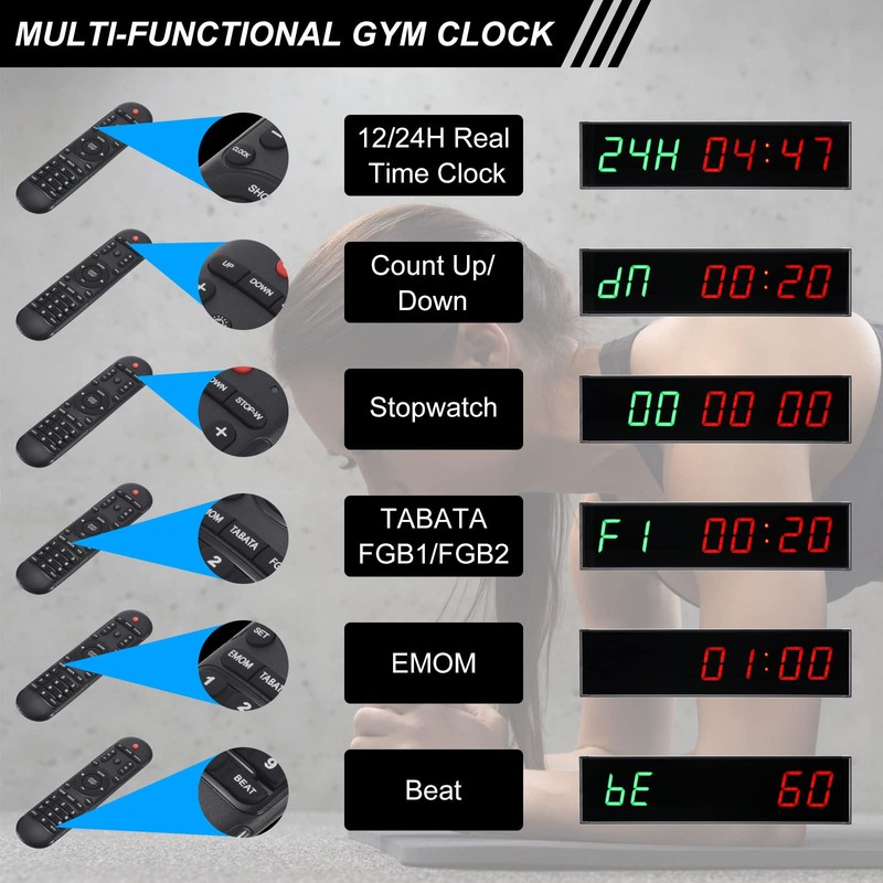 PATIKIL LED Gym Timer Workout Timer Interval Timer Count Down/Up