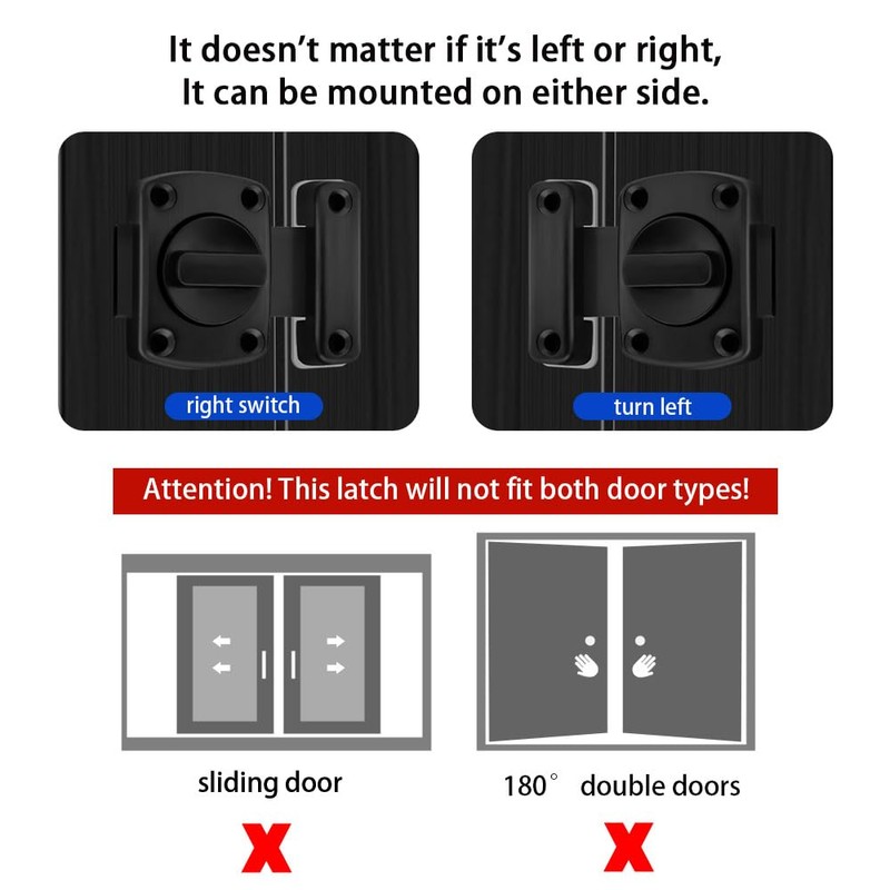 FDEETY Door Latch Door Security Latch Lock Interior Rotary Latch