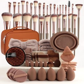 67 Piezas Set de Brochas para Maquillaje Profesional, Brochas de Maquillaje Profesional con Bolsa, Brochas de Base Multifuncional para Maquillar Ojos 