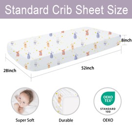 lumono Crib Sheets 2 Pack, Baby Crib Sheet for Standard Crib & Toddler Mattress, Super Soft Breathable Crib Sheets Fitted Neutral for Baby Girls and Boys, Rabbit/Purple