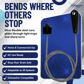 48" Flexible Long Pipe Brush | AC Drain Cleaner Tool | Sink Line Unclogger | Condensate Line Cleaning Brush | Easy Cleaning Flexible Drain Snake for Food, Hair & Clog Removal by FryOilSaver Co. B313C