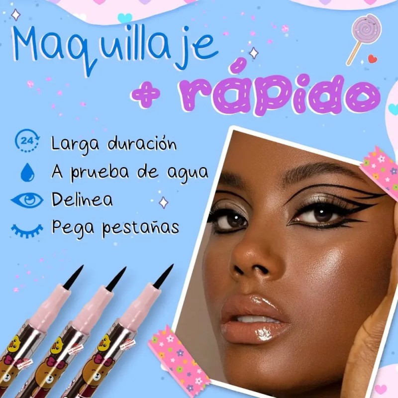 Set 3 Lápices Delineador Negro Sandy Beauty a Prueba de