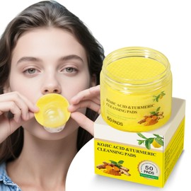 Kojic Acid and Turmeric Cleansing Pads, Cleanses for Face and Body skin, Exfoliation and Makeup Removal 50 Pcs