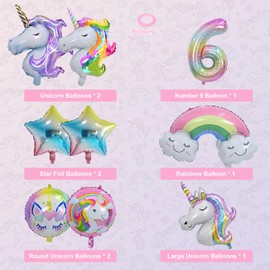 Balloons 6th Birthday Decorations for Girls, 6th Party Decoration Balloons, Number 6th Birthday Balloons with Foil Balloons for Birthday, Girl Theme Party Supplies