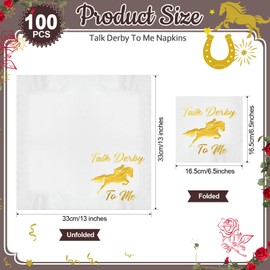 Pasimy 100 Pieces Talk Derby to Me Napkins Bulk Derby Day Cocktail Napkins Decorative Horse Racing Party Napkins for Horse Race Run for the Roses Party Decoration Supplies (Foil)