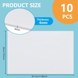 BENECREAT 10 Sheets White Corrugated Plastic Sheets, 7.8x11.8inch Blank Yard Signs Poster Board for Offices Outdoor Garden, 4mm Thick