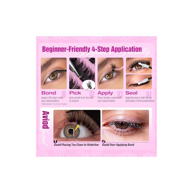Yawamica Fluffy Lash Clusters 10-14mm Short Eyelash Clusters Thick 200D