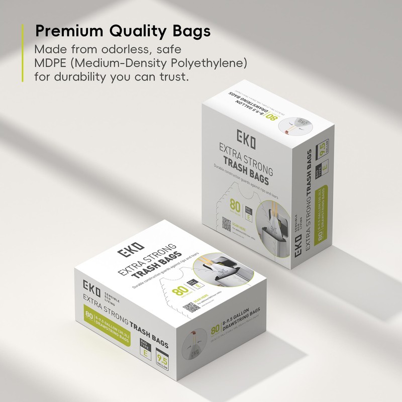 EKO Easy-Dispense Roll 80 Count Extra-Strong Drawstring Tall Kitchen Trash