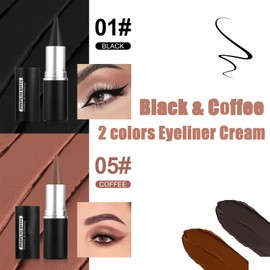 Black & Coffee Eyeliner,Waterproof Eyeliner,Highly Pigmented Smooth Texture Liner Pencils,Long Lasting Smudge-proof Gel Eye Liner Pencil for Cat Eye Black Smokey Makeup