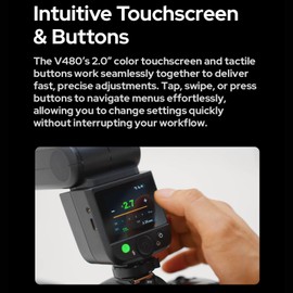 GODOX V480-N V480N Wireless Camera Flash Lithium Battery Flash Light 2 inch Touch Screen Supports ETTL High-Speed Sync X-triggering System Compatible with Nikon D7000 D7200 D850 D6600 D6500