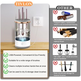 XIANGGXJIN Makeup Brush Cleaner Machine, Electric Cosmetic Brush Cleaner, Makeup Brush Cleaner and Dryer for All Size Beauty Makeup Brush Set, Eyeshadow, Blush Brush, Great gifts for wife, girlfriend