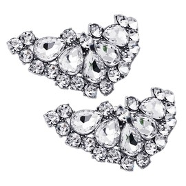 NyxSeat 2 Shoe Buckles with Rhinestones, Silver Shoe Buckle with Rhinestones and Jewellery Accessories, Removable Shoe Buckle with Metal Buckle, Suitable for Women, Weddings, Parties etc., Alloy Steel