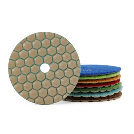 4" Dry Diamond Polishing Pads and Backer Pad - Sanding Tile Stone Marble Granite Concrete Ceramics Glass 8Set