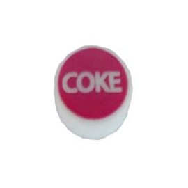 "Coke" Round Snap On Button Cap For Wunderbar Bar Guns (HBV's) (In White On Red Background)