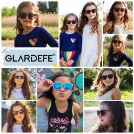GLARDEFE Kids Sunglasses Polarized - Flexible Youth Glasses for Toddler Girls Boys Age 3-12(Black/Black Mirror)