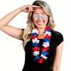 YosiMing Patriotic Red White and Blue Flower Leis and Star