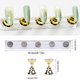 2 Sets Acrylic Nail Art Practice Stands, Magnetic Nail Tip Holder, Training Fingernail Display Stand, for DIY Manicure Salon