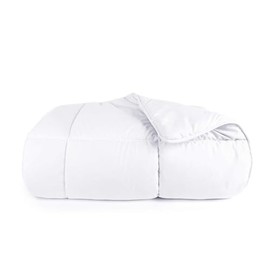 Tadpoles Quilted Comforter | 85" x 65" | Made of 100% Brushed Microfiber Polyester (Shell) & 200 GSM Fiberfill | Soft, Breathable & Durable | Ideal for Twin-Size Beds | Box Pattern in White