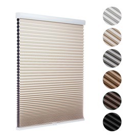 MYshade Blackout Cordless Cellular Shades Honeycomb Shades for Indoor Windows Room Darkening Blinds for Home Office Pull Down Window Shades Easy to Install 33 inch Wide, H72 Beige Pleated Shades