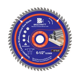 BRSCHNITT 60T Circular Saw Blade 165 x 20/16 mm - Multi Saw Blade for Wood, Metal & Aluminium Compatible with Plunge Saw & Circular Saw