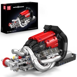 Mould King Racing Car Engine Model Kit, 980+Pcs Motorized Mini Engine Kits That Runs, Build Your Own Model Engine with Gearshift & Battery, Building Blocks for Adults, DIY Construction Engineering Toy