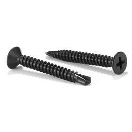 SG TZH #12 X Sheet Metal Screws 1-1/2" 100Pcs 410 Stainless Steel Quick Flat Head Self Drilling Screws Black Oxide