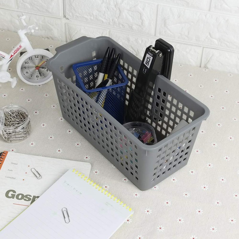 Doryh Plastic Baskets for Organizing, Grey, Set of 4