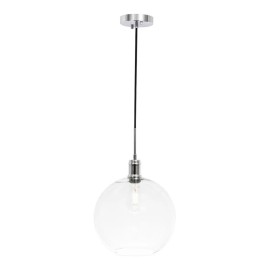 Living District Emett 1-Light Metal Pendant in Chrome and Clear Glass Finish