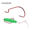 CAJOAUIS 100Pcs Offset Worm Fishing Hooks Red Jig Fish Hooks