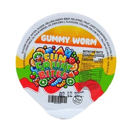 Fun Fruit Bites Gummy Worm Cup (Halal) (Pack 14)