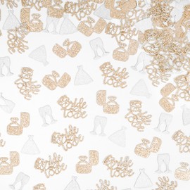Glitter Bride To Be Confetti, Champagne Gold Silver Diamond Ring Champagne Glasses Confettis For Bridal Shower Table Decor, Just Engaged, Bachelorette Party Engagement Party Decorations (110 PCS)