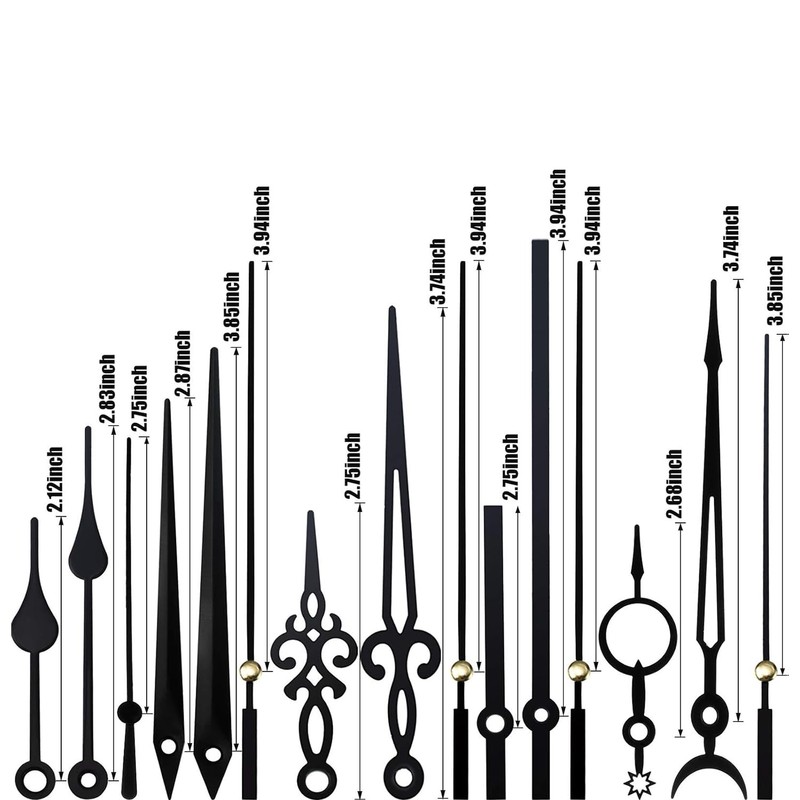 ZZHXSM 14-Piece Black Clock Hand Set, Silent Movement, Aluminum Replacement