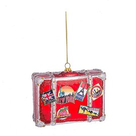 Midwest-CBK Travel Suitcase Glass Ornament Paris NY London Australia Hawaii Venice