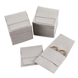 40pcs Grey Microfiber Jewelry Pouch 8 x 8cm Jewelry Packaging Bag Luxury Gift Fixed Strap Envelope Style Packaging Small Jewelry Gift Bags for Earrings Necklaces Bracelet Ring