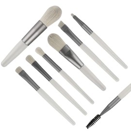 Juego de Brochas de Maquillaje Profesionales Sintéticas de Alta Calidad para Rostro, Ojos y Rubor (gris8)