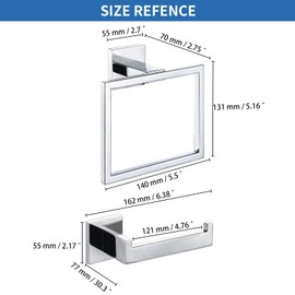 TURS Toilet Roll Holder and Towel Ring Set Wall Mounted 2 Pieces Towel Ring Bathroom Towel Holder Hanger Bathroom Accessories Set SUS 304 Polished Surface