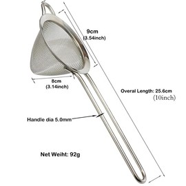Fine Mesh Cocktail Strainer, Stainless Steel, Long Handle Set of 2 (Stainless Steel set of 2)