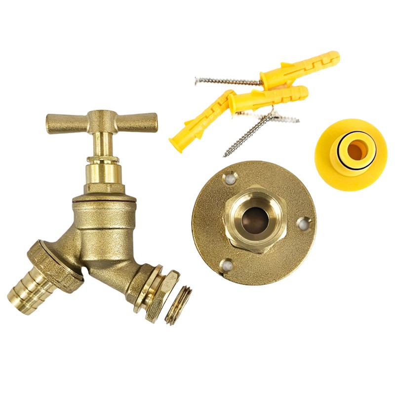 Outdoor Garden Tap 1/2" with Flange Mount Kit for 15mm