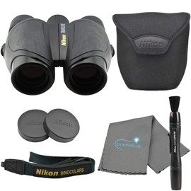 Nikon Travelite 10x25 Compact Binoculars, Black Bundle with Nikon Lens Pen and Lumintrail Cleaning Cloth