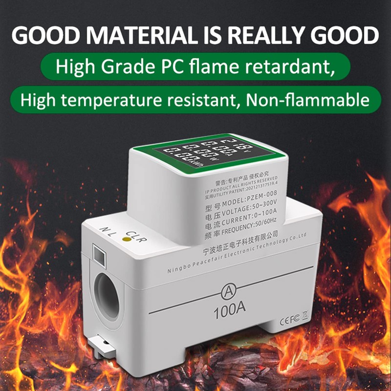 SiRyder Digital Ammeter AC50-300V Railway Watts Meter with LCD Display