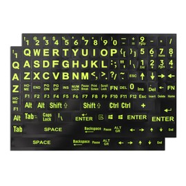 2 Pack English Keyboard Stickers, Universal English Large Lettering Keyboard Stickers for PC Computer Laptop Desktop Notebook Keyboards, Bright Green Lettering Replacement Keyboard Stickers