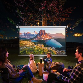 100'' Motorized Projector Screen, 16:9 4K HD Electric Projector Screen with Remote Control, Wall/Ceiling Mounted,Portable Projection Screen for Indoor Outdoor Home Theater Office Movies